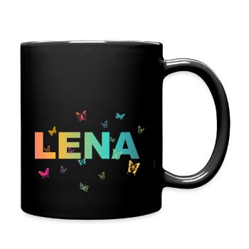 Lena - Beautiful name with butterflies, girls - Full Colour Mug - black - Right