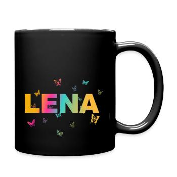 Lena - Beautiful name with butterflies, girls - Full Colour Mug - black - Right
