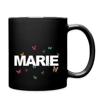 Marie - Schöner Name mit Schmetterlingen, Mädchen - Tasse einfarbig - Schwarz - Rechts