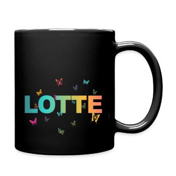 Lotte - Beautiful Charlotte name with butterflies - Full Colour Mug - black - Right