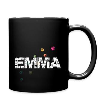 Emma - Beautiful Charlotte Name with Cats & Paws - Full Colour Mug - black - Right
