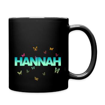 Hannah - Beautiful name with butterflies, girls - Full Colour Mug - black - Right