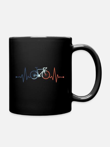 Heartbeat Bicycle - Full Colour Mug - black