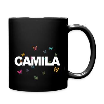 Camila - Beautiful name with butterflies, girls - Full Colour Mug - black - Right