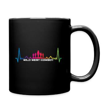 cowboy herzschlag- Cowboy Western Texas - Tasse einfarbig - Schwarz - Rechts