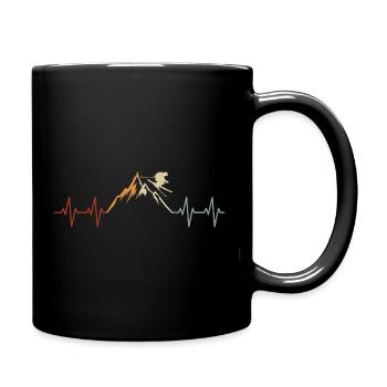 Skifahrer Ski Herzschlag Vintage - Tasse einfarbig - Schwarz - Rechts