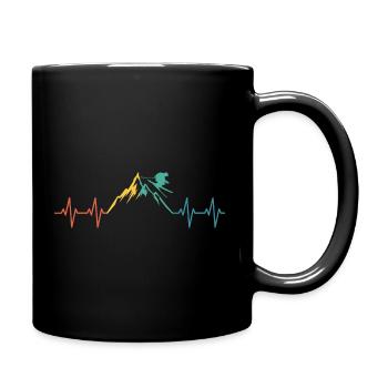 Ski Heartbeat Montagnes Montagnes Hiver - Mug uni - noir - Droite