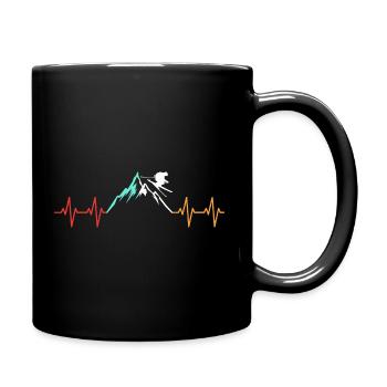 Ski Herzschlag Berge Retro Vintage Geschenk - Tasse einfarbig - Schwarz - Rechts