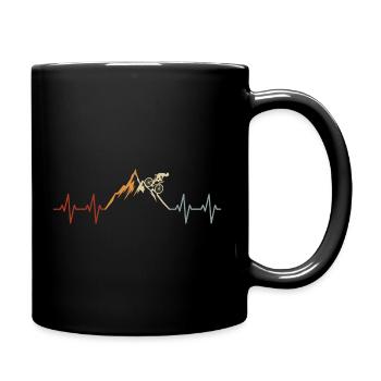 Cycling Heartbeat Mountain Vintage Hiking - Full Colour Mug - black - Right