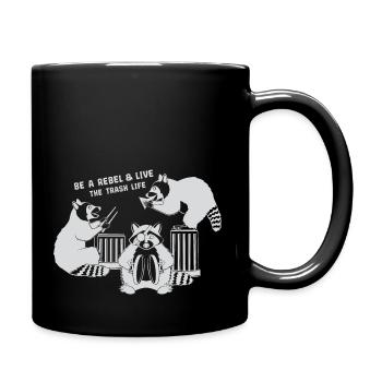 Racoon Band-be un rebelle et vivre la vie trash gris - Mug uni - noir - Droite