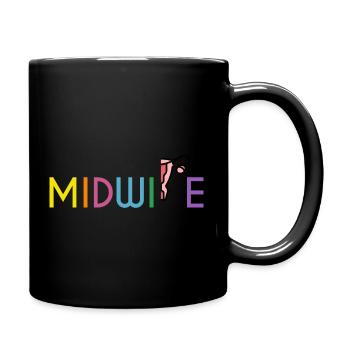 Sage-femme avec utérus - Mug uni - noir - Droite