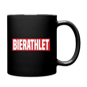 Bierathlet Lustiger Kreisliga Bier Spruch - Tasse einfarbig - Schwarz - Rechts