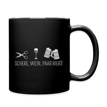 Schere, Wein, paar Bier - Party Saufen Team - Tasse einfarbig - Schwarz - Rechts