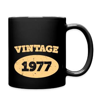 Jahrgang 1977 - Tasse einfarbig - Schwarz - Rechts