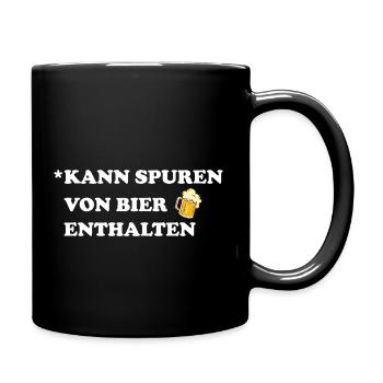 Bier Alkohol Spruch Kann Spuren von Bier enthalten - Tasse einfarbig - Schwarz - Rechts