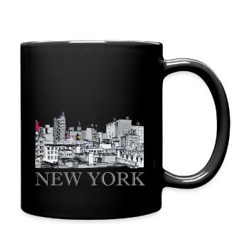 historisches New York Manhatten NYC NY skizziert - Tasse einfarbig - Schwarz - Rechts