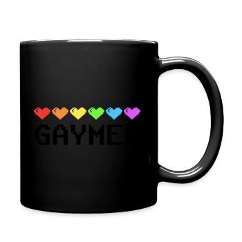 Gaymer Pixel Art Heart Gay Pride - Full Colour Mug - black - Right