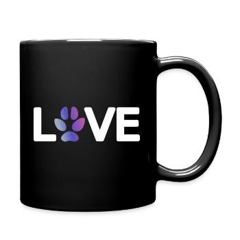 Dog Paw Love Love Colorful Dogs Paw Print 4 - Full Colour Mug - black - Right