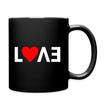 "L❤VE" Abstract design white with red heart - Full Colour Mug - black - Right
