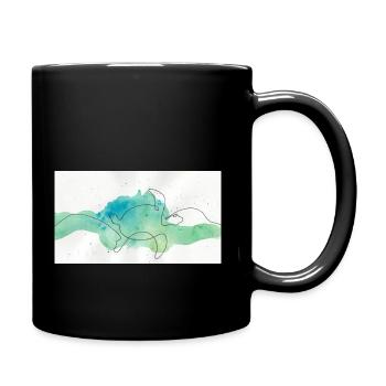 Turtle on Wave on Watercolor - Full Colour Mug - black - Right