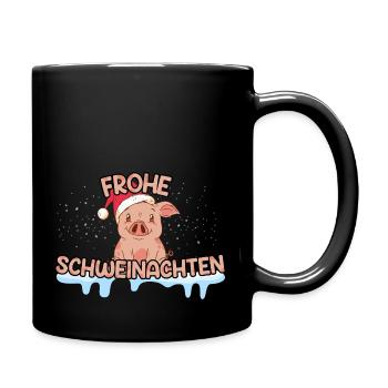 Weihnachten Geschenke Schwein Design - Tasse einfarbig - Schwarz - Rechts