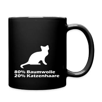 Katzen Katzenhaare Spruch white - Tasse einfarbig - Schwarz - Rechts