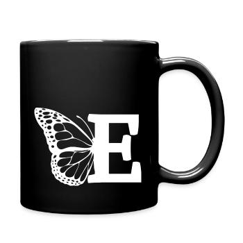 Buchstabe E Schmetterling - Tasse einfarbig - Schwarz - Rechts