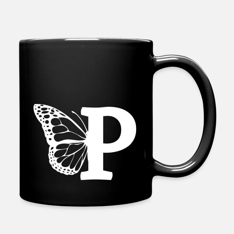 Buchstabe P Schmetterling - Tasse einfarbig - Schwarz