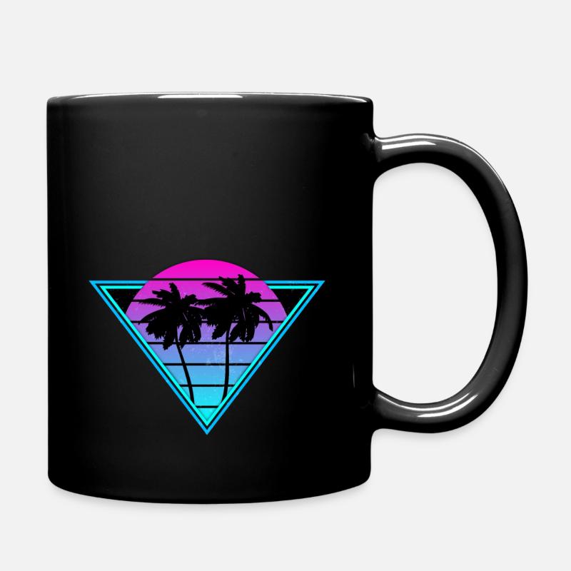 Retro Palm Trees - Full Colour Mug - black