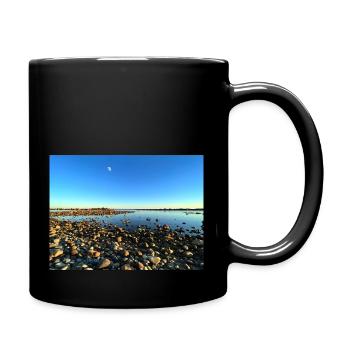 Rocky shore with calm sea - Full Colour Mug - black - Right