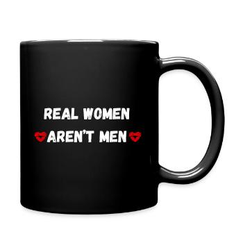 Real Women Aren't Men ,vintage sample text - Full Colour Mug - black - Right