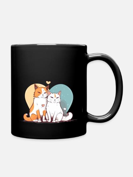 Katzenliebe - Tasse einfarbig - Schwarz