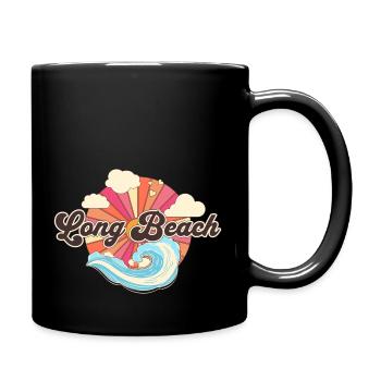 Long Beach Kalifornien Retro Strand - Tasse einfarbig - Schwarz - Rechts