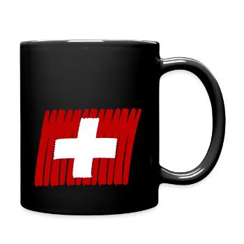 Switzerland Swiss Flag painted - Full Colour Mug - black - Right