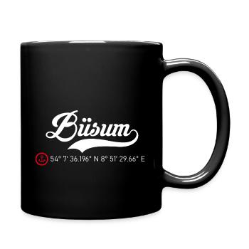 Büsum roter Anker Koordinaten - Tasse einfarbig - Schwarz - Rechts