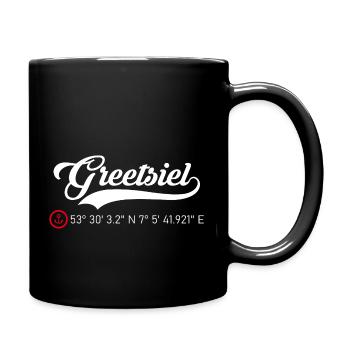 Greetsiel Koordinaten - Tasse einfarbig - Schwarz - Rechts