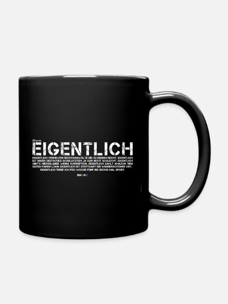 Eigentlich (weiß, mit Stabil Logo) - Tasse einfarbig - Schwarz