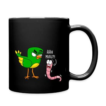 Wurm Vogel Carton Comic ÄÄH Miau - Tasse einfarbig - Schwarz - Rechts