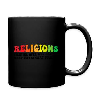 Religions fighting over who has the best - Full Colour Mug - black - Right