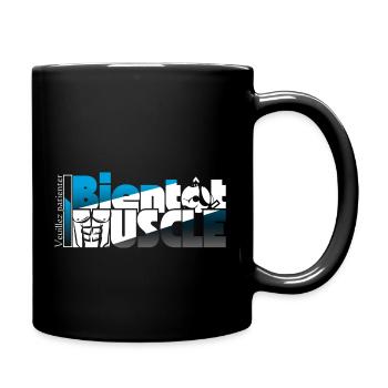 Soon to be muscular, please wait - Full Colour Mug - black - Right