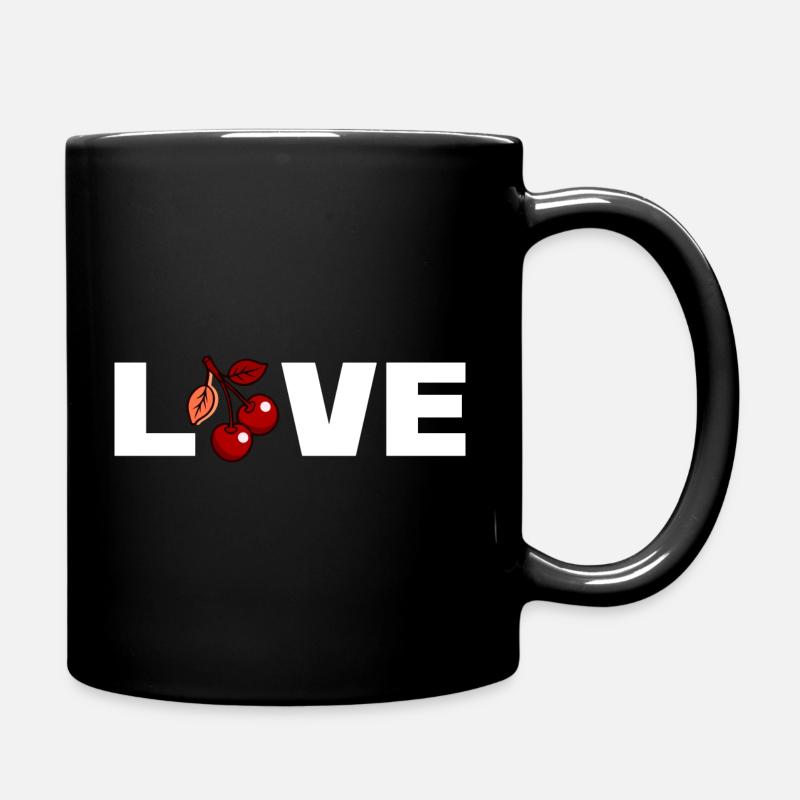 Liebe - Kirschen - Tasse einfarbig - Schwarz