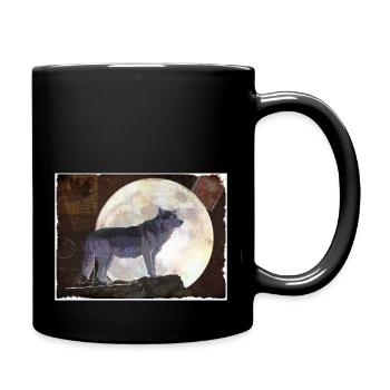 Loup vintage - Mug uni - noir - Droite