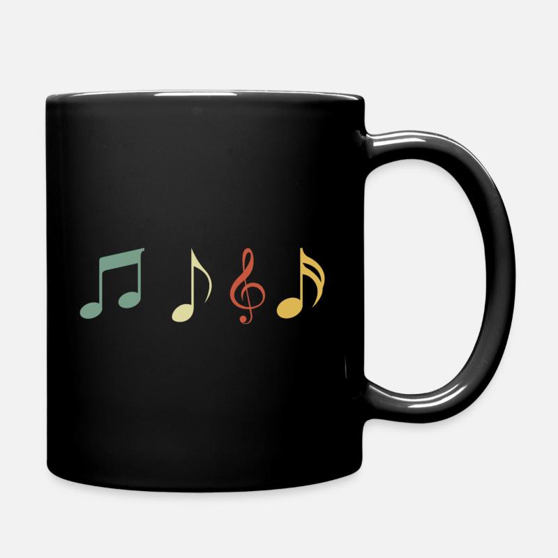 Vintage Retro Musical Note - Full Colour Mug - black