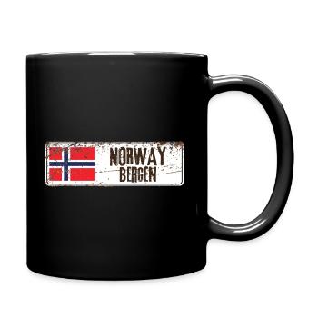 Bergen Norway Flag - Full Colour Mug - black - Right