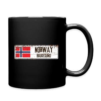 Haugesund Norwegen Flagge - Tasse einfarbig - Schwarz - Rechts