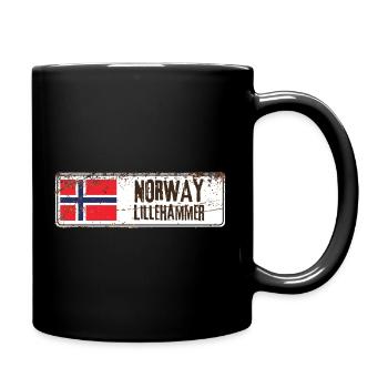 Lillehammer Norwegen Flagge - Tasse einfarbig - Schwarz - Rechts