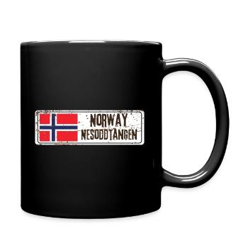 Nesoddtangen Norwegen Flagge - Tasse einfarbig - Schwarz - Rechts