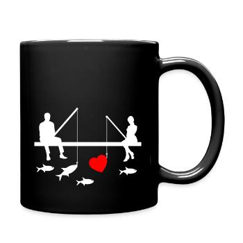 Angeln - Tasse einfarbig - Schwarz - Rechts