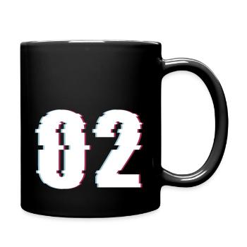 Zwei 2 Two 02 Zahl Effekt Verzerrt Nummer - Tasse einfarbig - Schwarz - Rechts