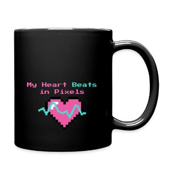 Pixel Heartbeat Retro Gaming Funny Tech - Full Colour Mug - black - Right